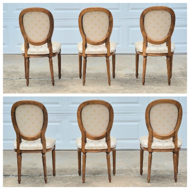 Wood 1990s Century Furniture Louis XVI Medallion Back Oak Dining Chairs for Reupholstery, Set of 6 For Sale - Image 7 of 12