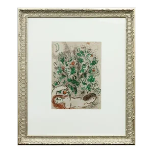 Framed Marc Chagall: "Garden of Eden" Original Lithograph, 1960