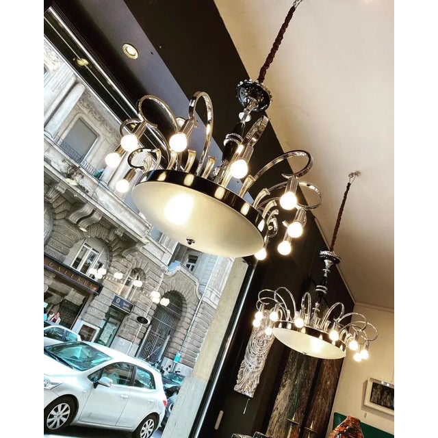 Silver Art Deco Chandeliers, 1940, Set of 2 For Sale - Image 8 of 10