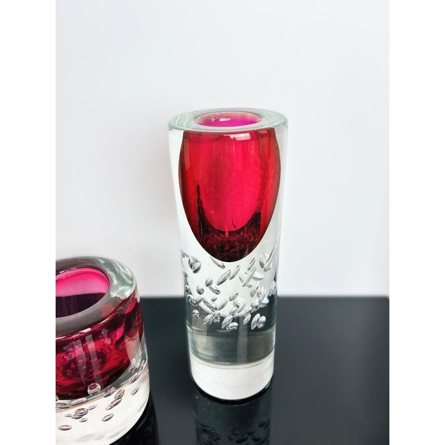 Glass Model 7425 Art Glass Vase and Jardiniere Set by Jaroslav Svoboda for Škrdlovice, Czechoslovakia, 1974, Set of 3 For Sale - Image 7 of 15