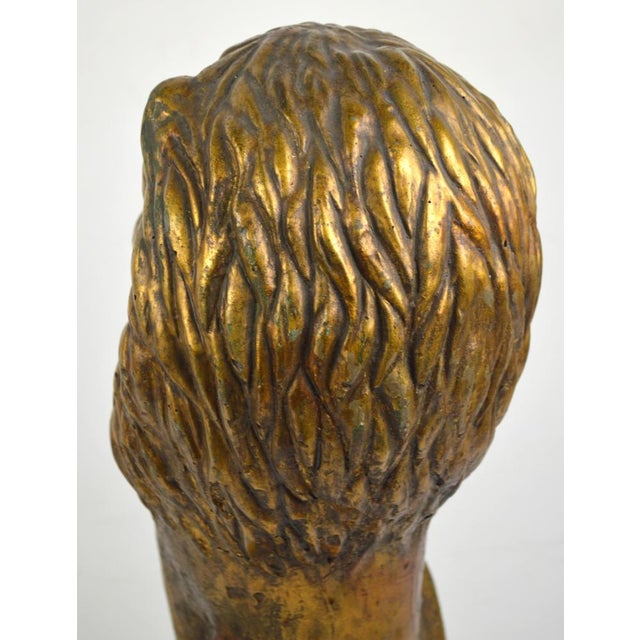 Mid 20th Century Gold Finished Lion Leo Sculpture in Cast Stone For Sale - Image 5 of 7
