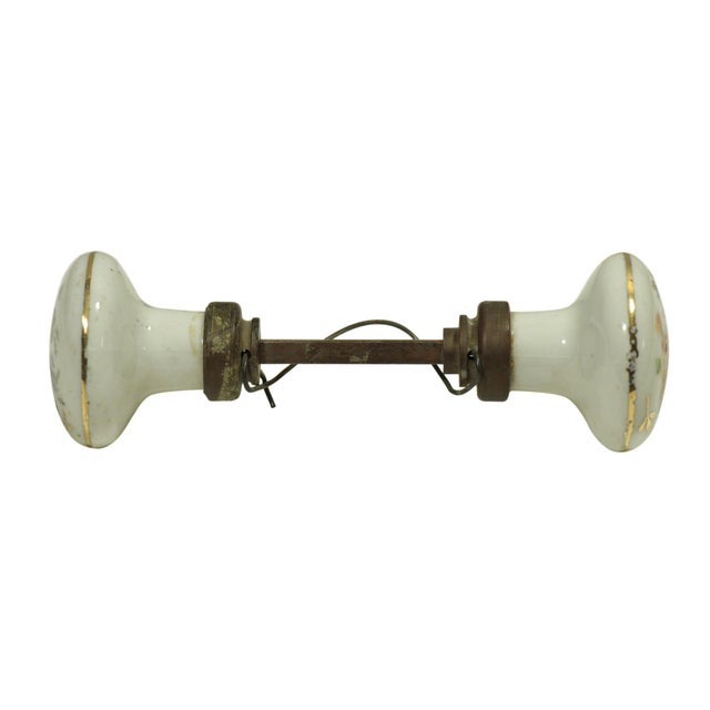 Mid 20th Century Vintage Hand Painted White Floral Porcelain Door Knobs For Sale - Image 5 of 6