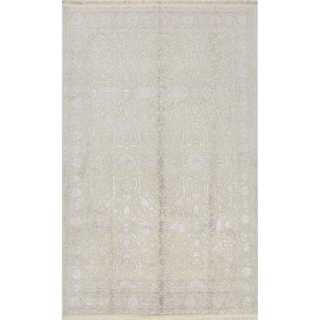 Traditional Handwoven Silk and Wool Runner Rug 5'0" X 7'10" For Sale