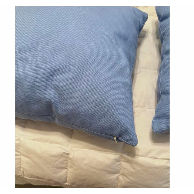 Unique decor pillows made with a heavy weight sky blue cotton material. The pillows have a bottom zipper and are...