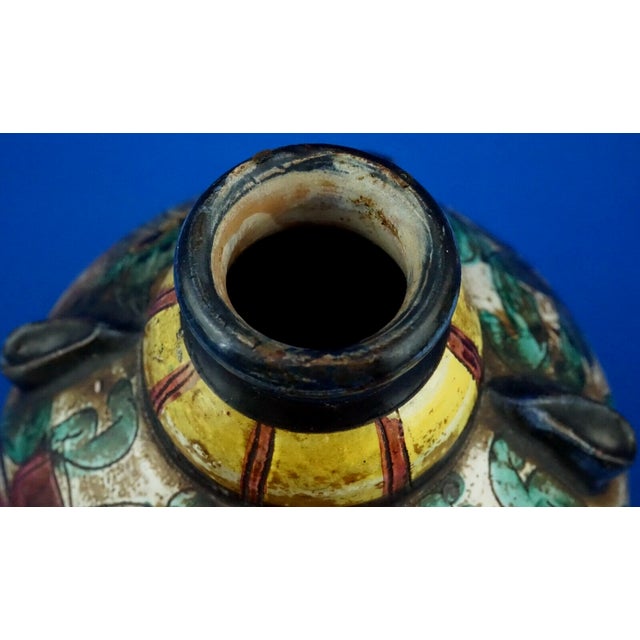Green vintage Renaissance Scratched Ceramic Vase by Renzo Cellini for Monteluce, 1920s For Sale - Image 8 of 18