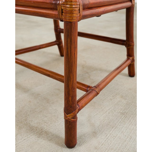 McGuire Organic Modern Rattan Leather Library Armchair For Sale - Image 11 of 12