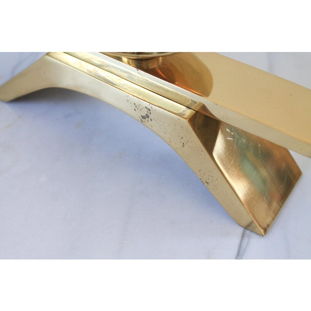 Vintage Japanese Modernist Brass Candle Holder For Sale - Image 10 of 12