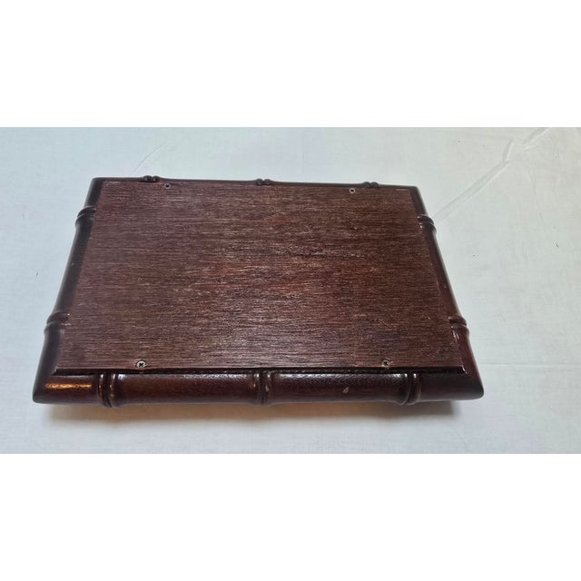 Chinoiserie Chinoiserie Faux Bamboo Needlepoint Tray For Sale - Image 3 of 5
