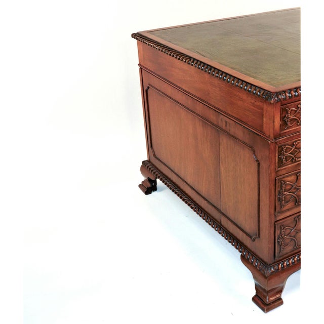 Late 19th Century English Chippendale Style Mahogany Partners Desk For Sale In Chicago - Image 6 of 12