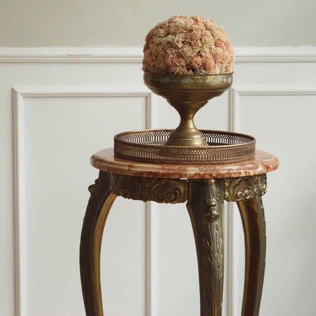 Louis XV Style Gueridon Side Table in Brass and Marble For Sale - Image 4 of 9