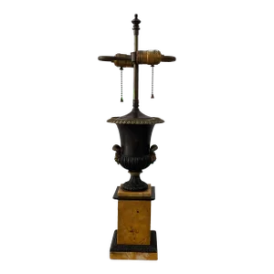 Antique Early 19th Century Charles X Bronze Urn on Siena Marble Pedestal Mounted as a Lamp