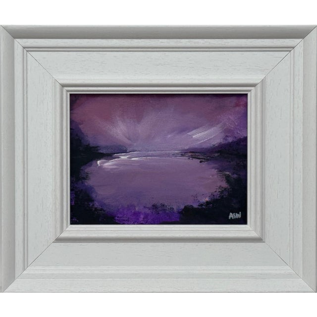 Violet Reflections at Dusk - Miniature Art by Contemporary British Artist 2025 For Sale