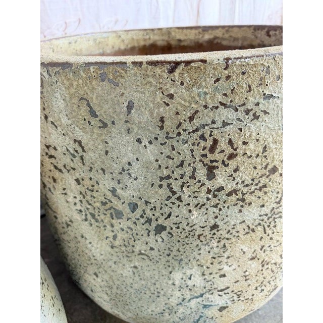 Pair of Large 20th Century Pitted Limestone-Finish Terra Cotta Planters For Sale - Image 14 of 14