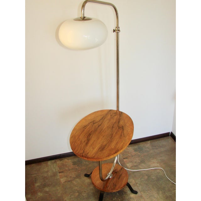 Floor Lamp with Side Table, 1940s, in Very Good conditions. Designed 1920 to 1949 European Plug (up to 250V).The wiring of...