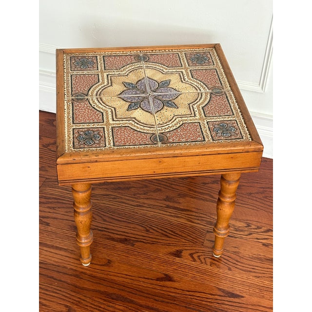 Wood Mid Century Danish Style Tile Accent /Tea Table For Sale - Image 7 of 12