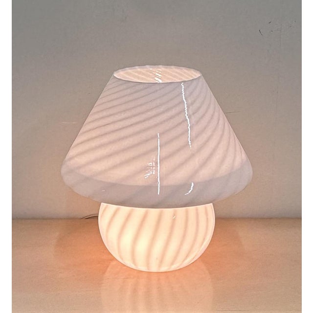 Vintage Italian White Swirl Glass Mushroom Lamp, 1970 For Sale - Image 16 of 16