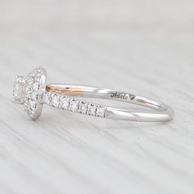 Modern 0.55ctw Round Diamond Halo Engagement Ring 14k White Gold Size 6.5 For Sale - Image 3 of 8