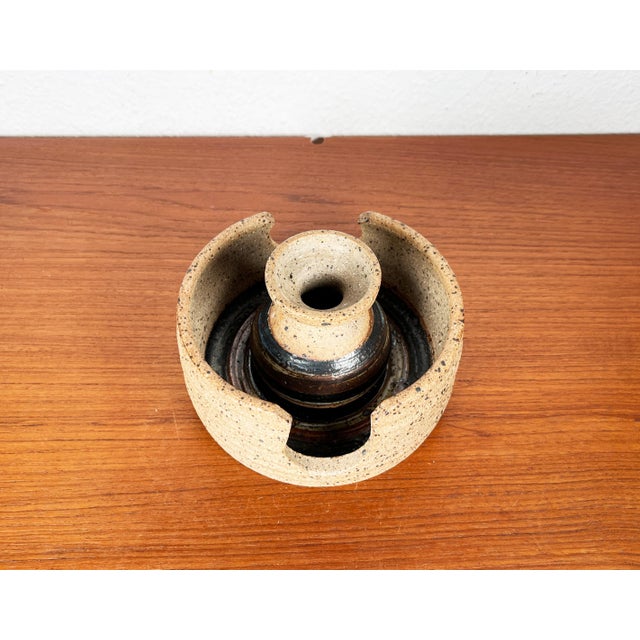 Mid-Century Modern Danish Studio Pottery Candleholder and Vase by Kate and Klaus Friederichsen for Finke Keramik, 1970s, Set of 2 For Sale - Image 11 of 17