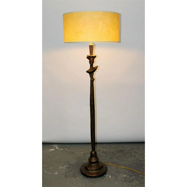 Sirmos plaster Tete de Femme floor lamp after Giacometti, It has the original shade and is included. The Sirmos label is...