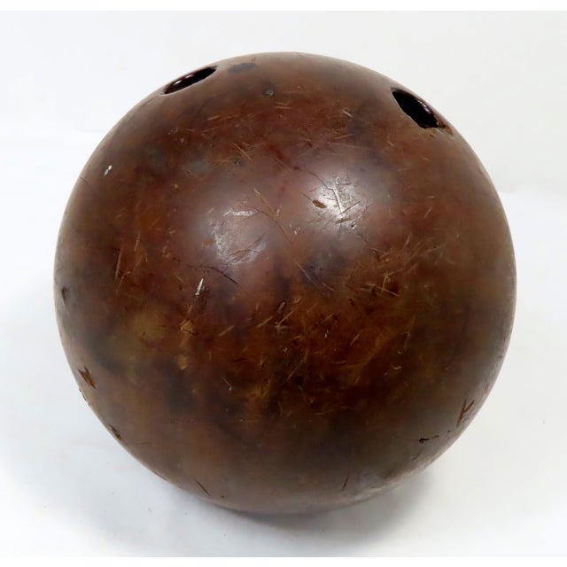 Antique Genuine Lignum Vitae Wood Two Finger Bowling Ball Chairish