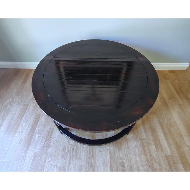 2000 - 2009 Rustic Round Cocktail Coffee Table by Sherrill Furniture For Sale - Image 5 of 18