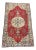 1960s Vintage Red and Beige Oriental Design Turkish Oushak Rug- 4′8″ × 7′2″ For Sale