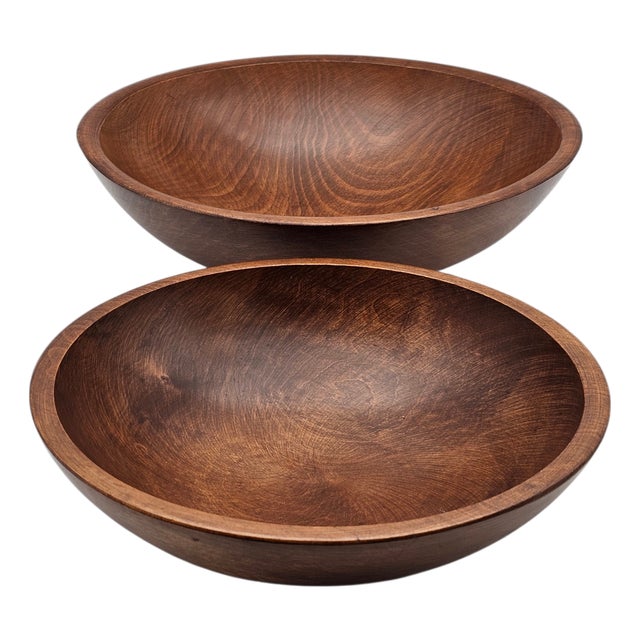 Hand Turned Large Woodcroftery Walnut Serving Bowls Set of Two For Sale