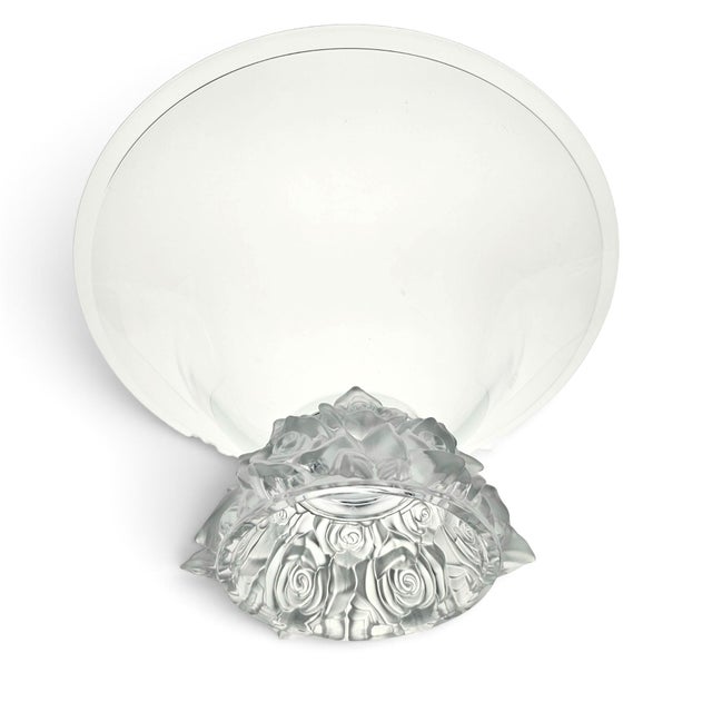 Glass Shannon Crystal by Godinger Frosted Rose Bouquet Pedestal Bowl, 14", Ireland For Sale - Image 7 of 8