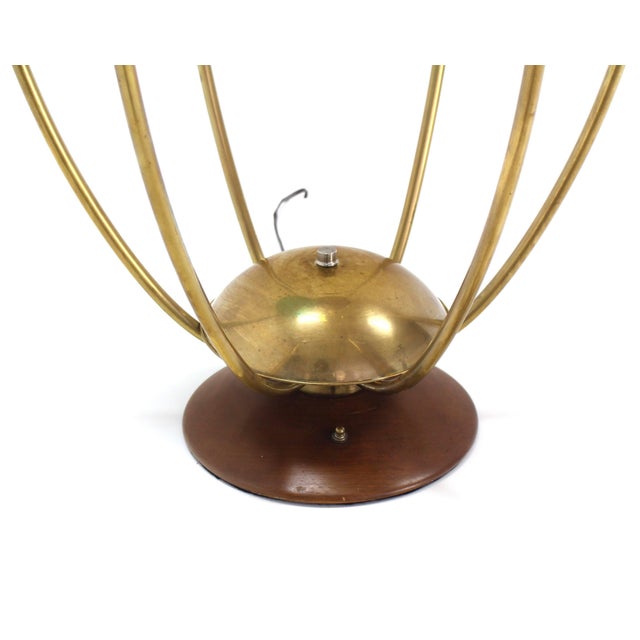 Blue Oval "Bird Cage" Brass Table Lamp Purple Blue Yellow Glass Globe Shades MINT! For Sale - Image 8 of 10