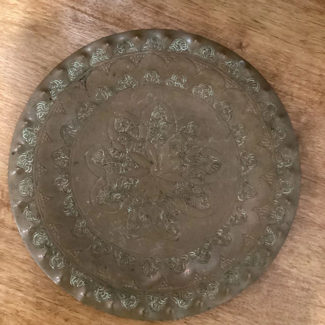 Antique highly crafted and detailed Moroccan plate.Constructed of solid copper with ornate multi-dimensional engraved...