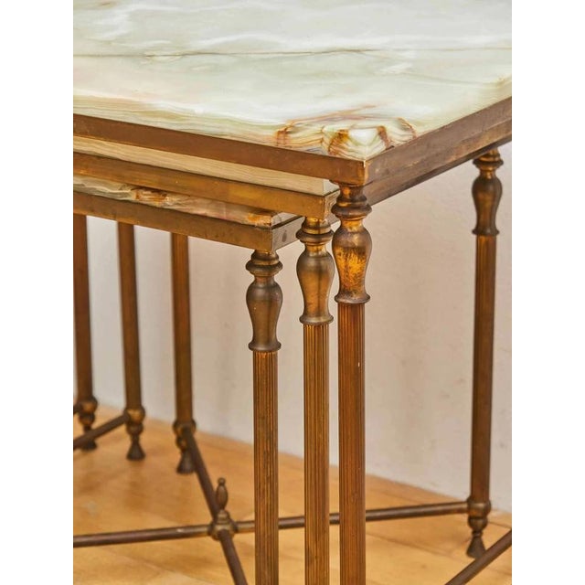 French Nesting Tables with Onyx Tops, Set of 3 For Sale - Image 6 of 7