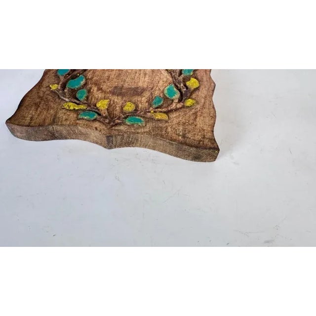 Vintage French Decorative Wooden Board with Hand-Painted Floral Design 1960s For Sale - Image 9 of 12