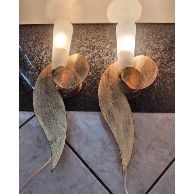 Mid-Century Modern Gilded Murano Glass Wall Lights from Banci Firenze, 1970s, Set of 2 For Sale - Image 4 of 9