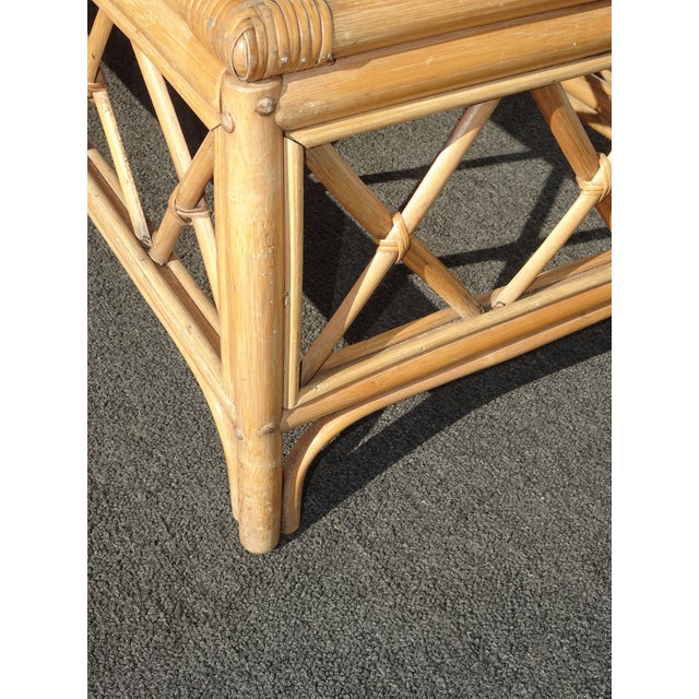 Gold Vintage Coastal Bamboo Coffee Table W Leather Straps ~ Boho Chic For Sale - Image 8 of 12
