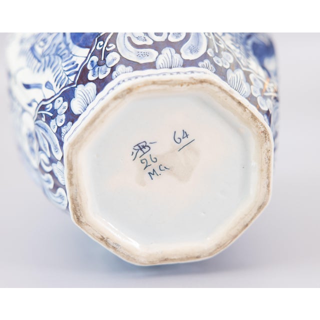 Antique Chinoiserie Dutch Delft Faience Bird Baluster Vase For Sale - Image 9 of 10