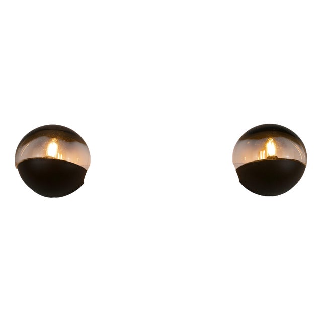 Mid-Century Wall Lamps in Glass and Plastic from Hillebrand, Germany, 1970s For Sale