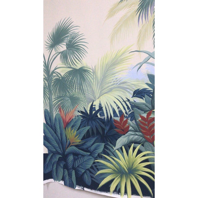 36" * H108" * 5ps, Hand Painted Lush Tropical Botanical Wallpaper, Vintage Tropical Jungle Mural For Sale - Image 4 of 4