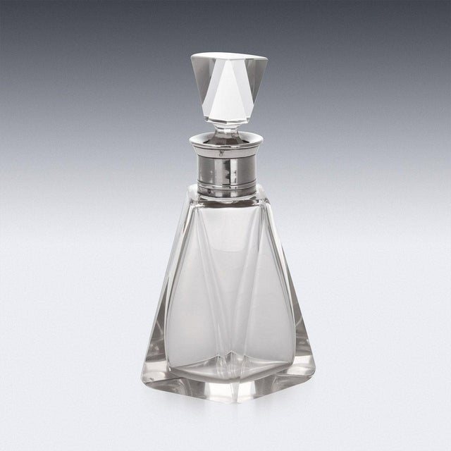 Metal 20th Century French Art Deco Silver & Glass Decanter, 1930s For Sale - Image 7 of 10