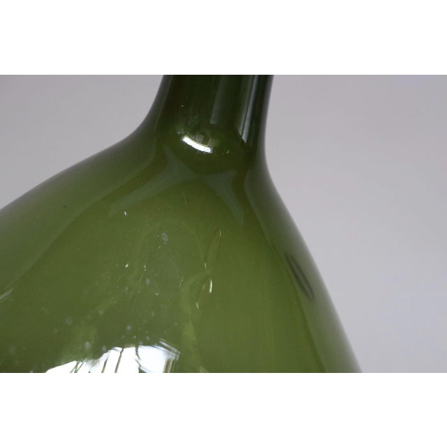 Green Vintage Italian Green Blown Glass Bulbous Form Demijohn Carboy For Sale - Image 8 of 18