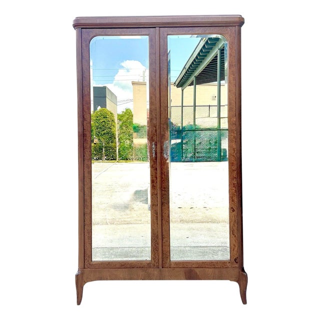 Vintage French Empire Mahogany Mirrored Armoire For Sale