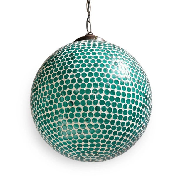 Blue Mosaic Globe Pendant Light Small For Sale - Image 4 of 10