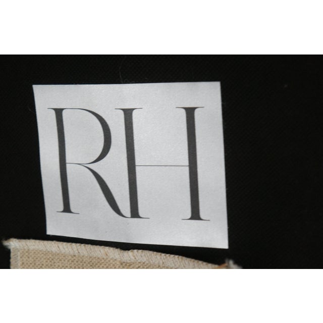 Textile Restoration Hardware Linen Upholstered Ottoman Bench Seat Stool Tassels 31" For Sale - Image 7 of 12