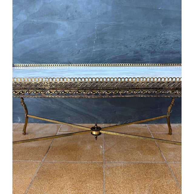 Neoclassical Bronze and Marble Coffee Table with Swan Motifs, 1940s For Sale - Image 9 of 13