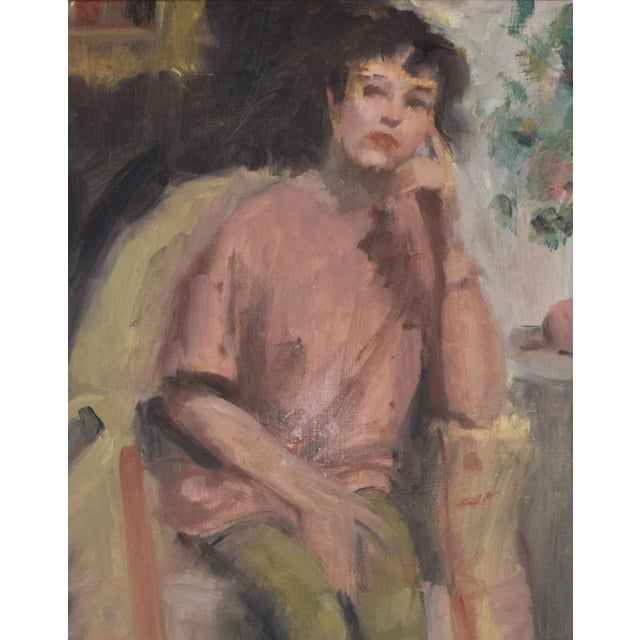 Vintage American Impressionist Portrait Oil Painting of a Woman by Harry Barton For Sale In New York - Image 6 of 7