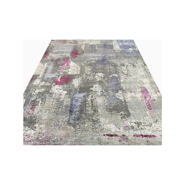 Exact Size: 9'3" x 12'3" Color: Gray Age: New Materials: Wool, Bamboo Silk Construction: Hand Knotted Origin: India