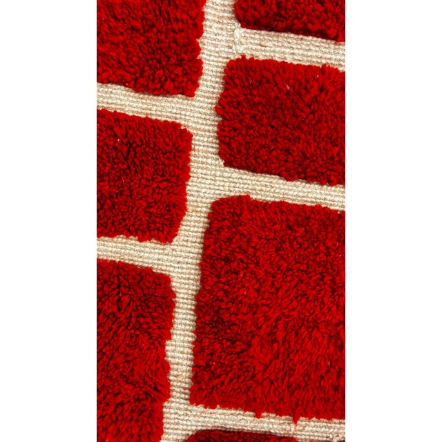 Red Graphic Red Moroccan Berber Rug For Sale - Image 8 of 14