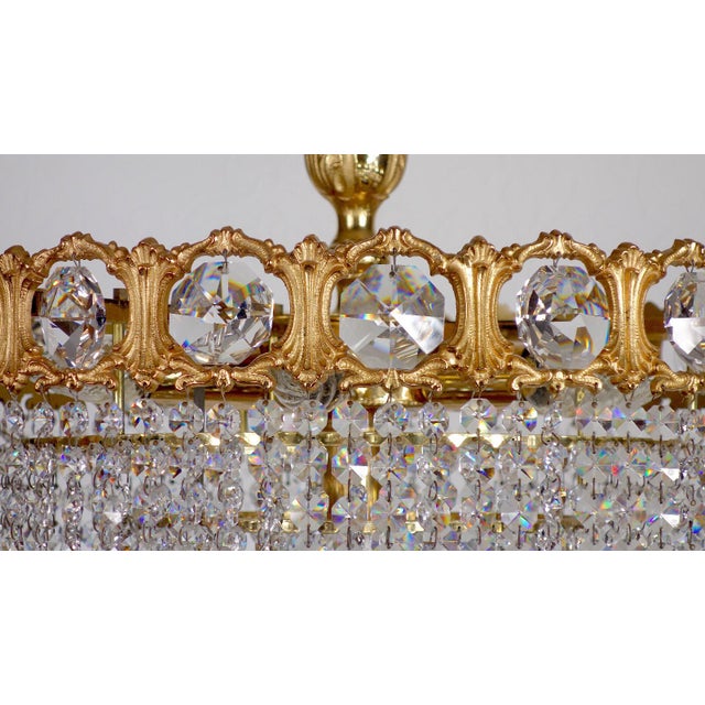 Brass and Lead Crystal Chandelier from Schröder & Co., 1970s For Sale - Image 11 of 12
