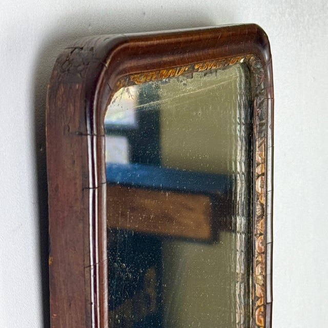 Antique Late 18th Century Mahogany Wood Wall Mirror With Top Rounded Profile For Sale - Image 9 of 14