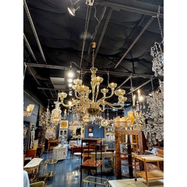Large Murano Rostrada Chandelier in Amber and Clear For Sale In Dallas - Image 6 of 6