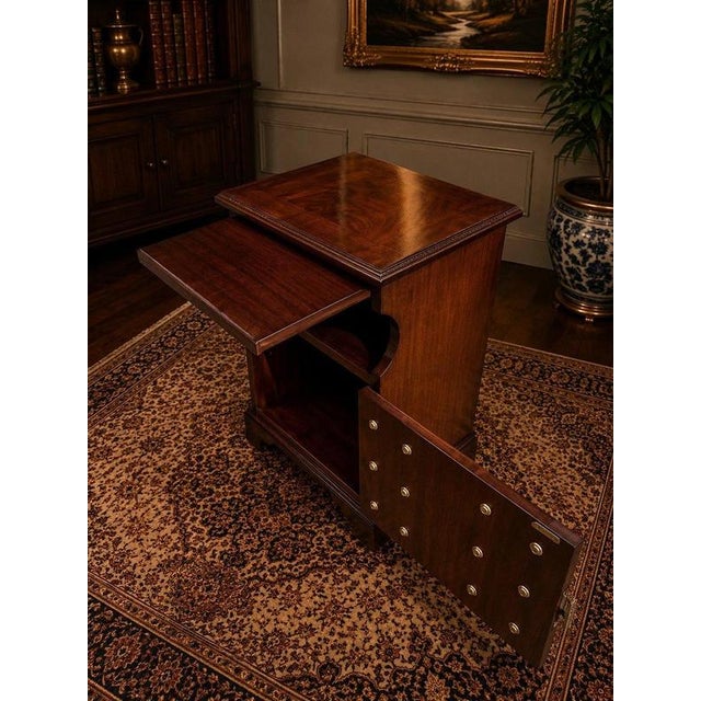 2000 - 2009 Mahogany Bedside Cabinet with Pull-Out Writing Slide and Cupboard For Sale - Image 5 of 9